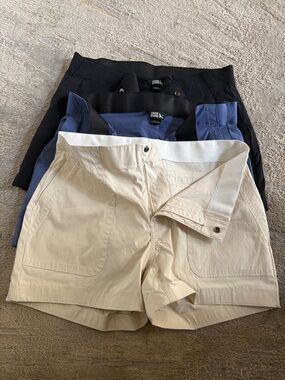 3 pair womens Eddie Bauer Shorts - Beige, Blue, Black size 4